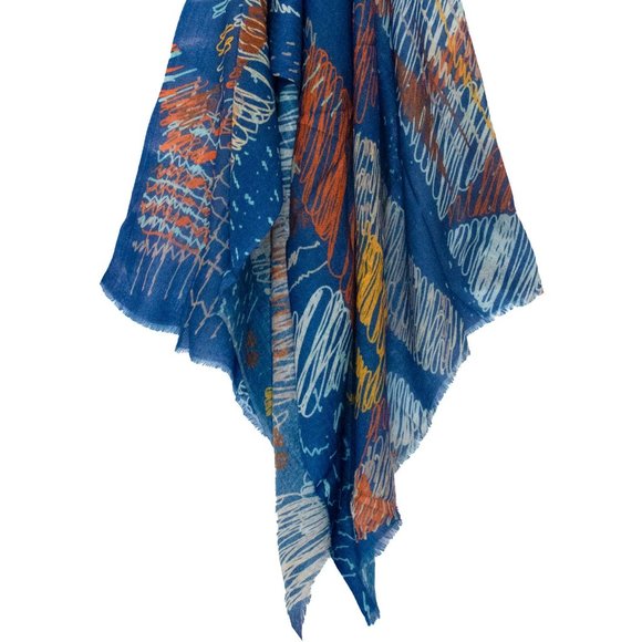 NWT Blue Silken Woolen Scarf Wrap - Picture 3 of 5